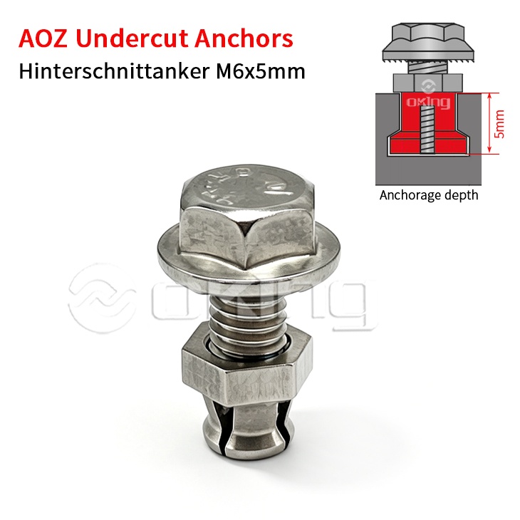 Анкеры с подрезкой из нержавеющей стали AOZ M6x5mm, Hinterschnittanker для крепления системы подрезов